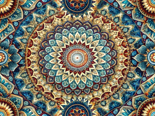 Abstract seamless pattern with colorful geometric floral ornament for textile and wallpaper design