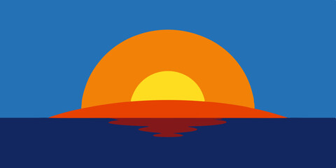 Orange Sun Island Concept Art Design Bright Sun