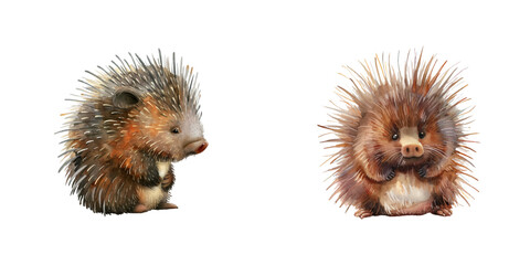 porcupine watercolor vector illustration