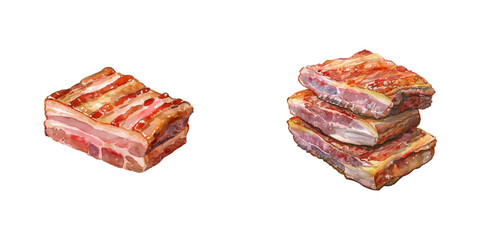pork belly watercolor vector illustration