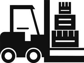 Forklift Lifting Stacked Boxes in Warehouse