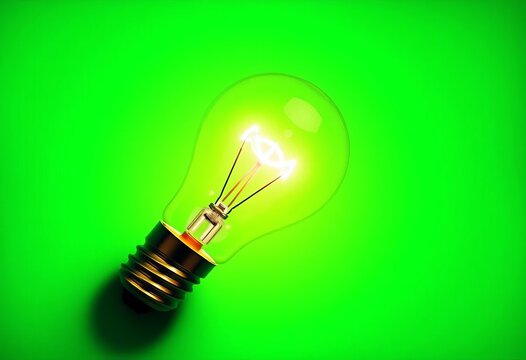 Glowing lightbulb on green background symbolizing new ideas,  abstract,  growth - Powered by Adobe