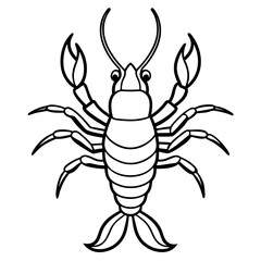 Simple Yabby Silhouette Line Drawing