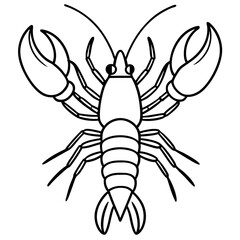 Simple Yabby Silhouette Line Drawing