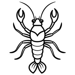 Simple Yabby Silhouette Line Drawing