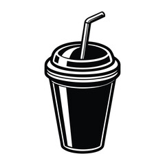 Refreshing Drink in Disposable Cup with Straw