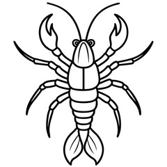 Simple Yabby Silhouette Line Drawing