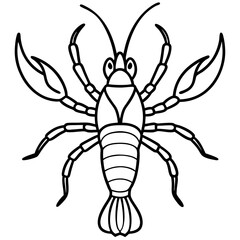 Simple Yabby Silhouette Line Drawing