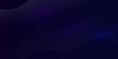 Dark abstract background with glowing wave. Shiny moving lines design element. Modern purple blue gradient flowing wave lines. Futuristic technology concept. Vector illustration. eps 10