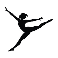 Gymnast mid spin silhouette illustration