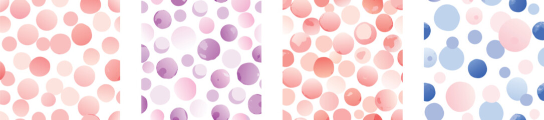 Vector art of four charming pastel watercolor circle patterns isolated on transparent background, perfect for feminine designs