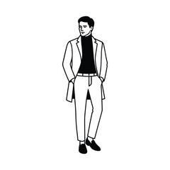 Elegant male vector figure in casual fashion outfit with a stylish minimal line design