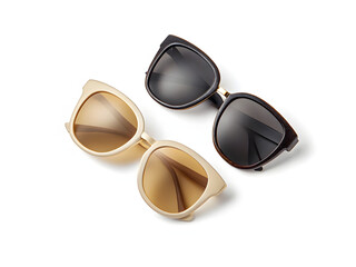 Stylish black sunglasses isolated on a white background, perfect summer eye protection accessory