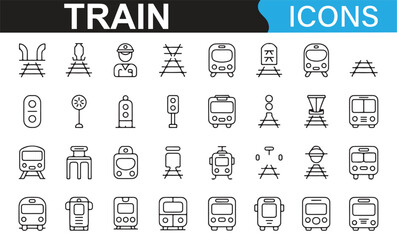 Modern Train Icons for Metro, Railway, and Transport Design