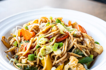 Asian vegetarian wok with vegetables in Mechelen, Antwerp Province, Belgium