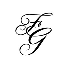 Elegant FG Monogram in Black Script &ndash; Stylish Calligraphy Initial Logo on White Background