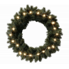 Obraz premium Illuminated Christmas Wreath with Warm White Lights - Festive Holiday Decoration
