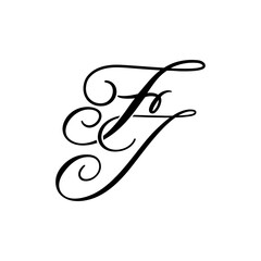 Elegant FJ Monogram in Black Script &ndash; Stylish Calligraphy Initial Logo on White Background