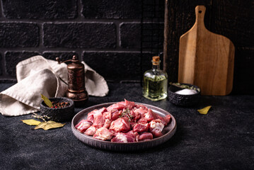 Raw chopped meat with spices