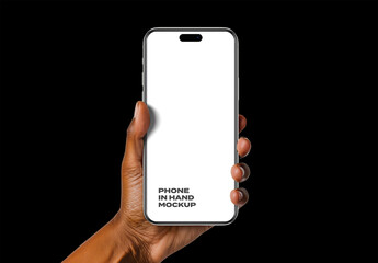 Phone In Hand Mobile Device App Web Display Gadget Screen Smartphone Mockup Template Branding Brand Identity Logo