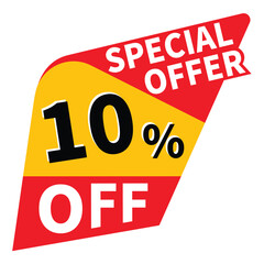 10% off discount promotion vector icon, offer sale banner, 10% off big sales offer design in typography, vector in transparent background