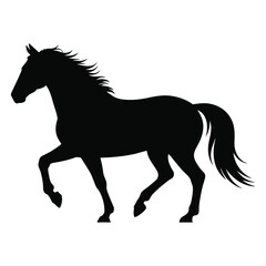 Black Silhouette of a Horse in Motion Elegant Equine Profile Side View Galloping Stallion
