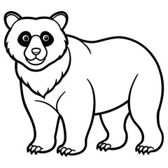 Spectacled Bear Line Vector White Ink Style