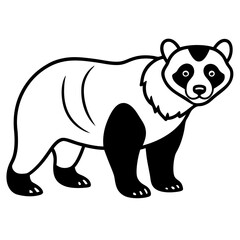 Spectacled Bear Line Vector White Ink Style