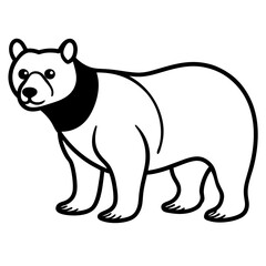 Spectacled Bear Line Vector White Ink Style