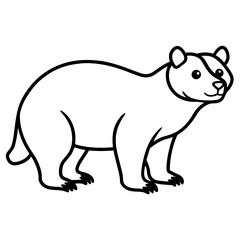 Spectacled Bear Line Vector White Ink Style