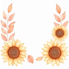 Watercolor Sunflowers and Autumn Leaves Wreath