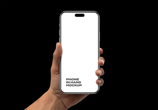 Phone In Hand Mobile Device App Web Display Gadget Screen Smartphone Mockup Template Branding Brand Identity Logo