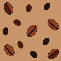 Obraz premium Seamless Coffee Bean Vector Pattern on Warm Brown Background