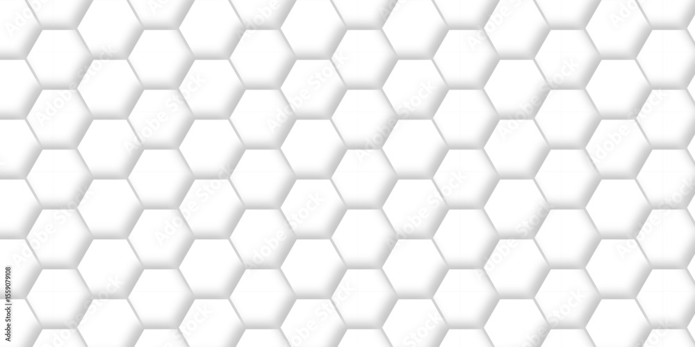 Poster abstract geometric vector minimal white lines hexagonal structure futuristic white background and em