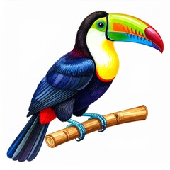 Colorful Toucan Perched on Bamboo Branch