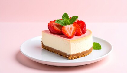 Elegant strawberry cheesecake.