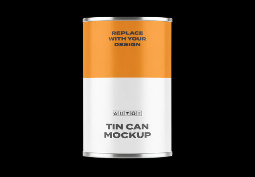 Tin Can Bottle Label Food Metal Pack Package Box Shop Plastic Mockup Template Packaging Branding Brand Identity