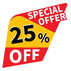 25% off discount promotion vector illustration, offer sale banner, big sales offer design in typography, vector in transparent background
