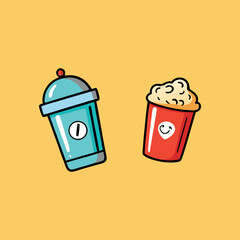 Fast-food stickers. Cartoon junk food snack labels, unhealthy meal with French fries pizza burger sandwich hot dog ice cream food, restaurant menu elements