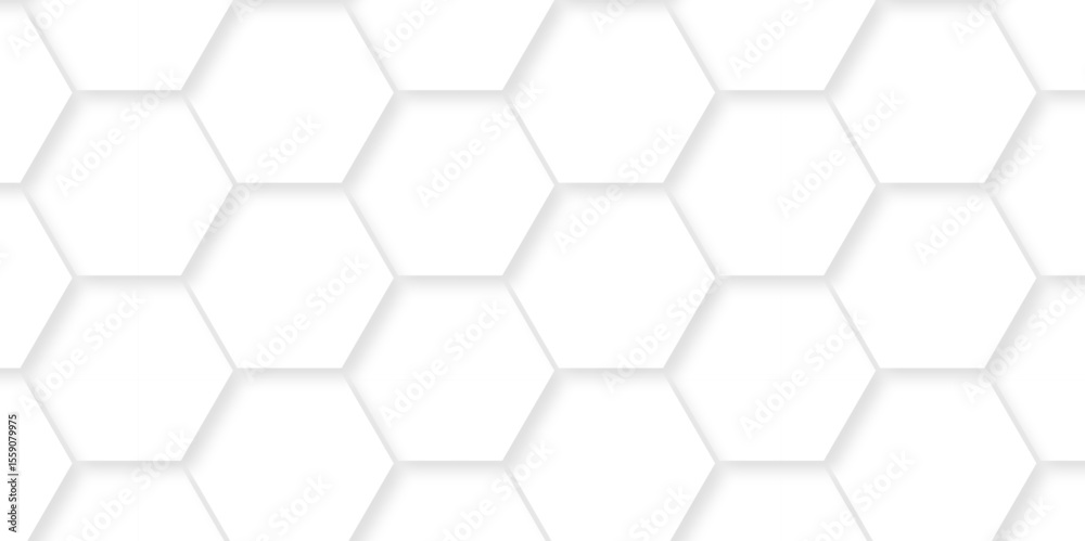 Poster abstract geometric vector minimal white lines hexagonal structure futuristic white background and em