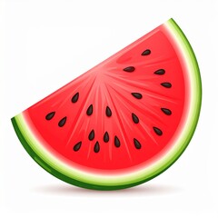 Red Watermelon Slice on White Background