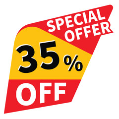 35% off discount promotion vector illustration, offer sale banner, big sales offer design in typography, vector in transparent background