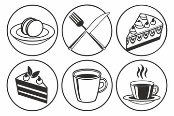 catering icon set sihouette black vector bundle