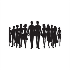 people holding hands vector silhouette clip art idea illustration