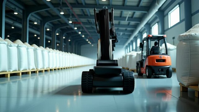 Robot sorter efficiently organizes flour bags in a busy warehouse environment