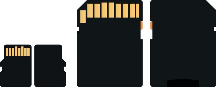 MicroSD Flash Memory Card with SD Adapter Vector Mockup