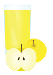 Apple juice in glass. vector illustration	