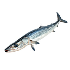 Naklejka premium A barracuda fish isolated on a black background showing its detailed features and body structure