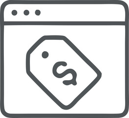 Online shopping deal displayed on a webpage with a price tag and dollar sign, representing savings and commerce
