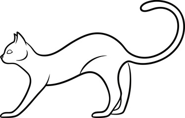 Single Line Art Drawing of a Stretching Feline